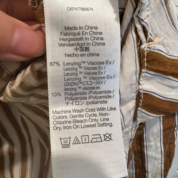 Madewell Women’s Crinkle Button-Up Shirt – Relaxed Fit, Toffee Stripe, Size Medi - Picture 9 of 9